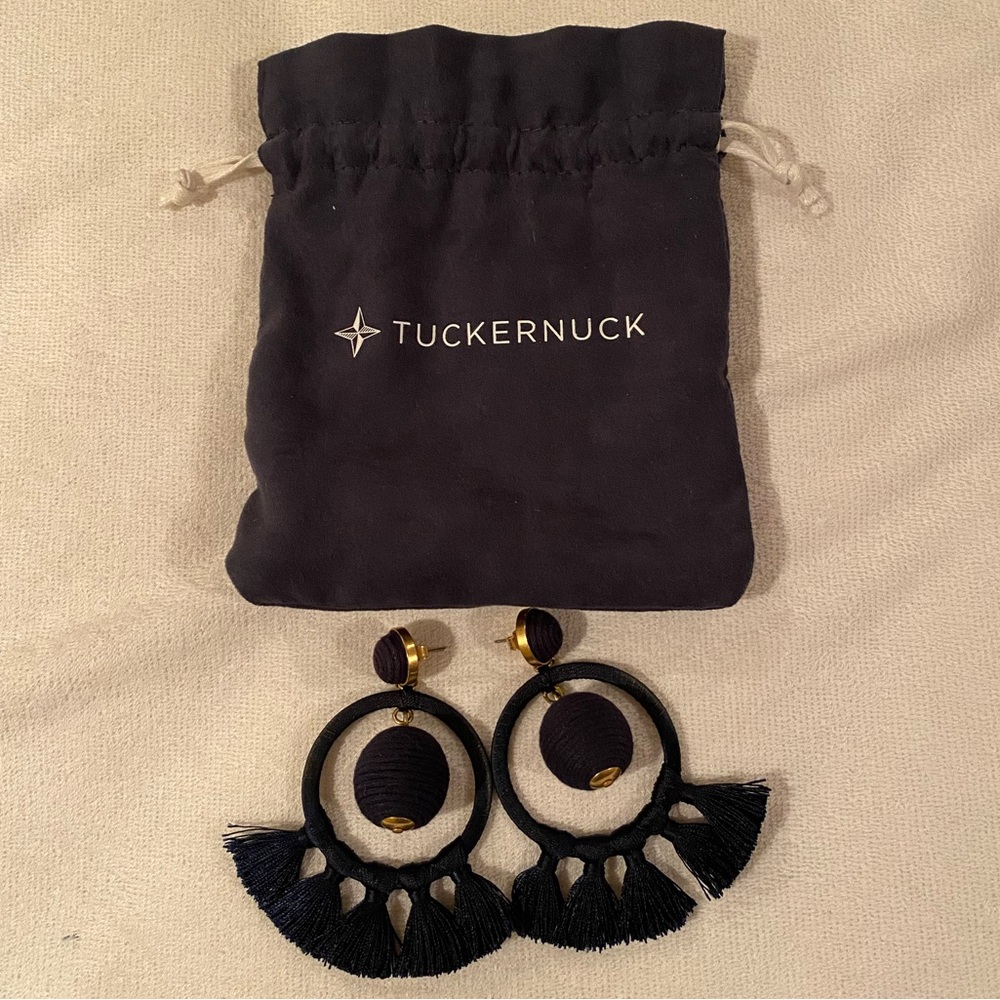 Tuckernuck Navy Raffia Dreamcatcher Tassel Earrings